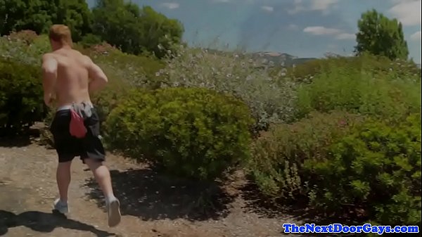 Ginger haired amateur jock tugging his cock