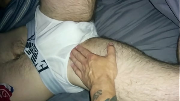 Sexy massage by tattooed man to his bi friend