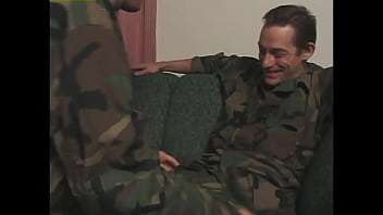 Men in uniform fill their mouths with rock hard cocks with glee